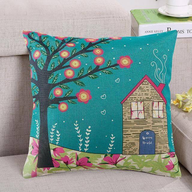 Colorful Tree Pattern Throw Pillow Covers - Befez