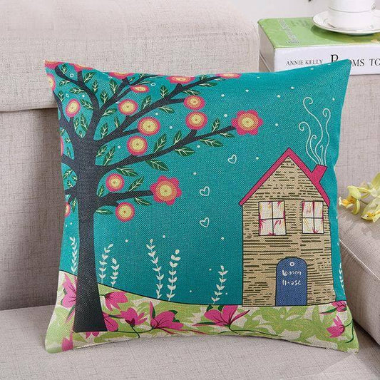 Colorful Tree Pattern Throw Pillow Covers - Befez
