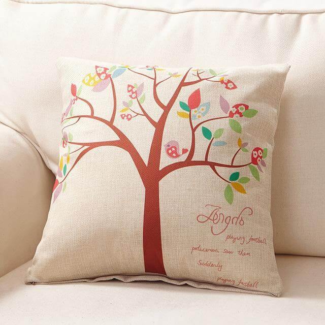 Colorful Tree Pattern Throw Pillow Covers