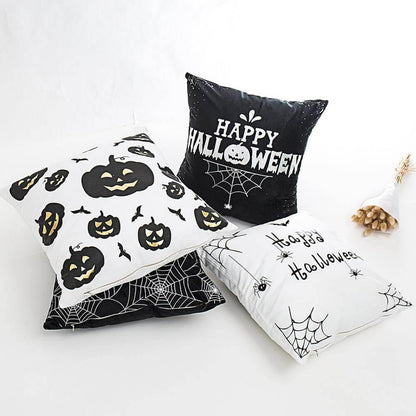 Spooky Black White Halloween Pillow Covers