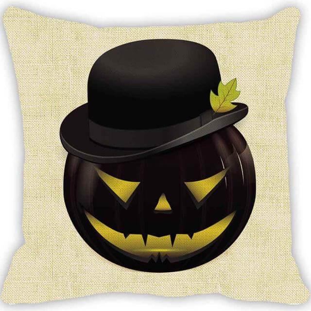 Spooky Orange Halloween Throw Pillow Covers