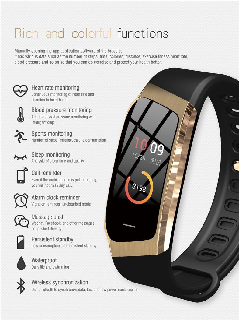 Befez | Slim Fitness Tracker Watch Waterproof Pulse Monitor Sport Band