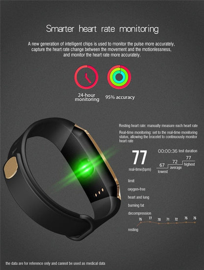 Befez | Slim Fitness Tracker Watch Waterproof Pulse Monitor Sport Band