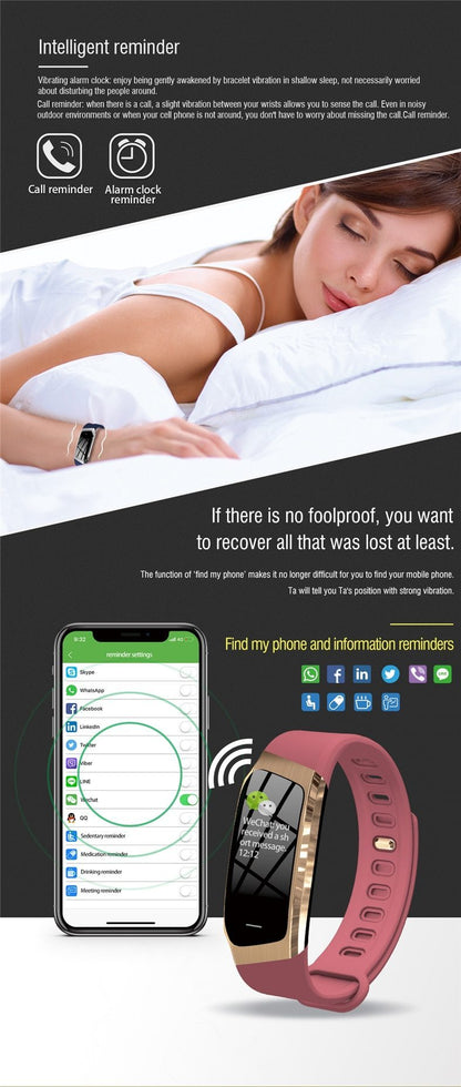 Befez | Slim Fitness Tracker Watch Waterproof Pulse Monitor Sport Band