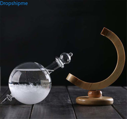 Classic Storm Glass Weather Predictor with Wood Base