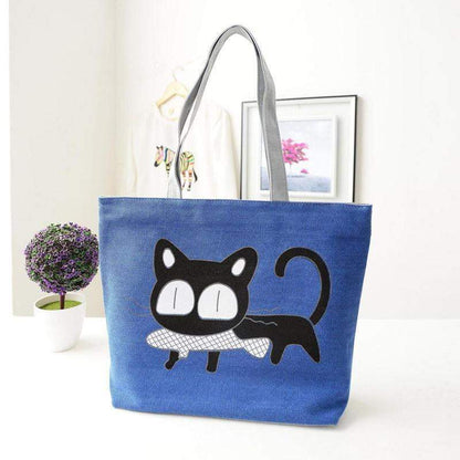 Stylish Cat Print Tote Bag for Women