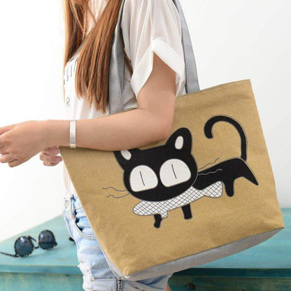 Stylish Cat Print Tote Bag for Women