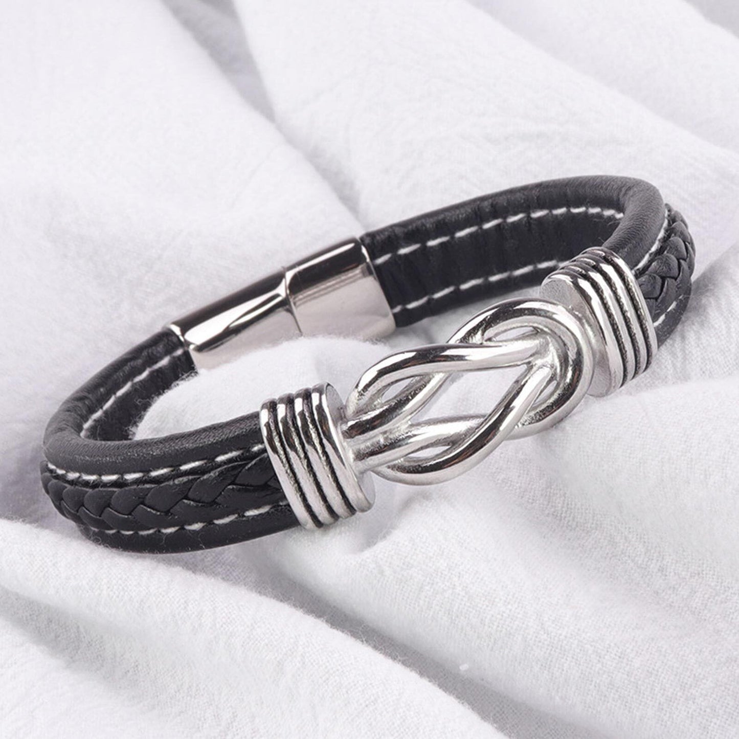 Leather Knot Bracelet for Men, Grandmother Gift