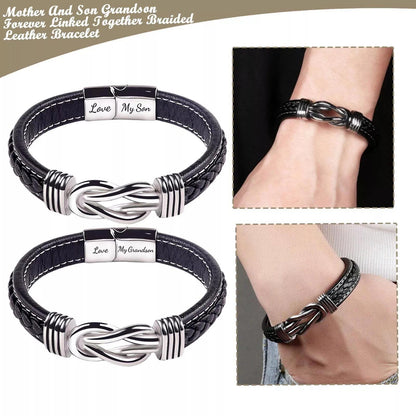 Leather Knot Bracelet for Men, Grandmother Gift