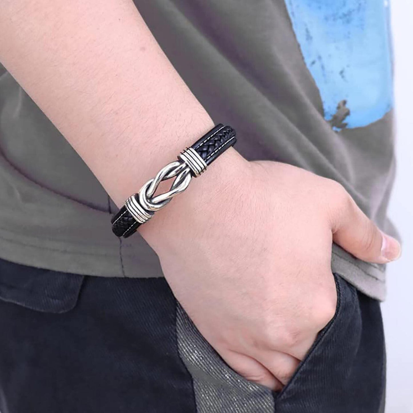 Leather Knot Bracelet for Men, Grandmother Gift - Befez