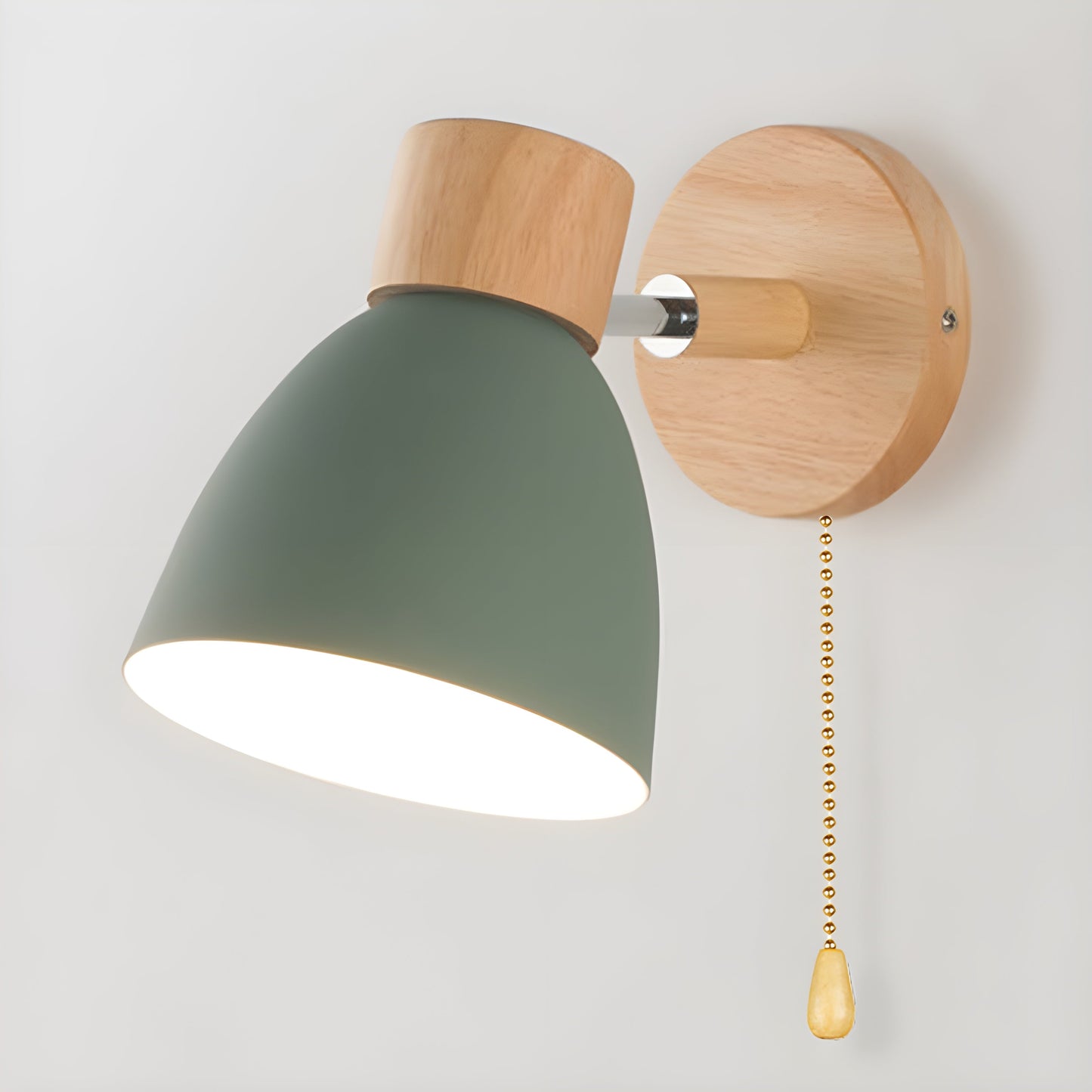 Rustic Wood Wall Light with Switch for Bedroom