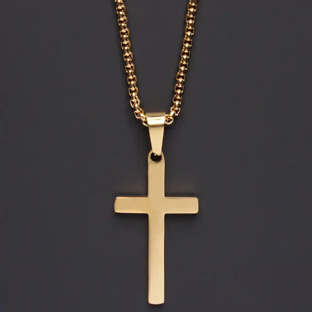 Simple Silver Cross Chain Necklace - Befez