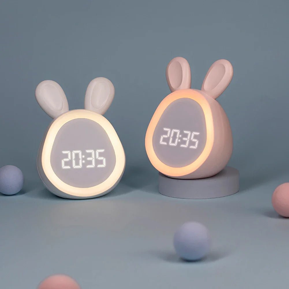 Cute Kids Rabbit Alarm Clock with Night Light