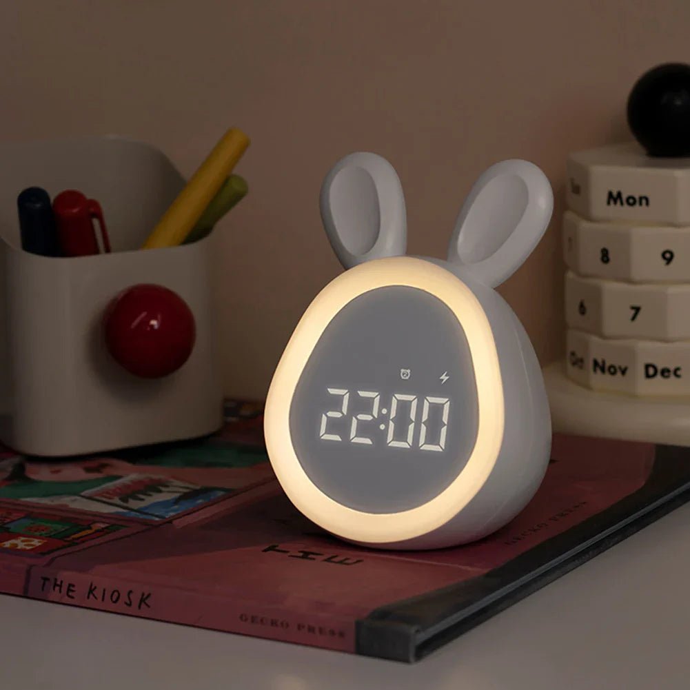 Cute Kids Rabbit Alarm Clock with Night Light