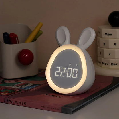 Cute Kids Rabbit Alarm Clock with Night Light