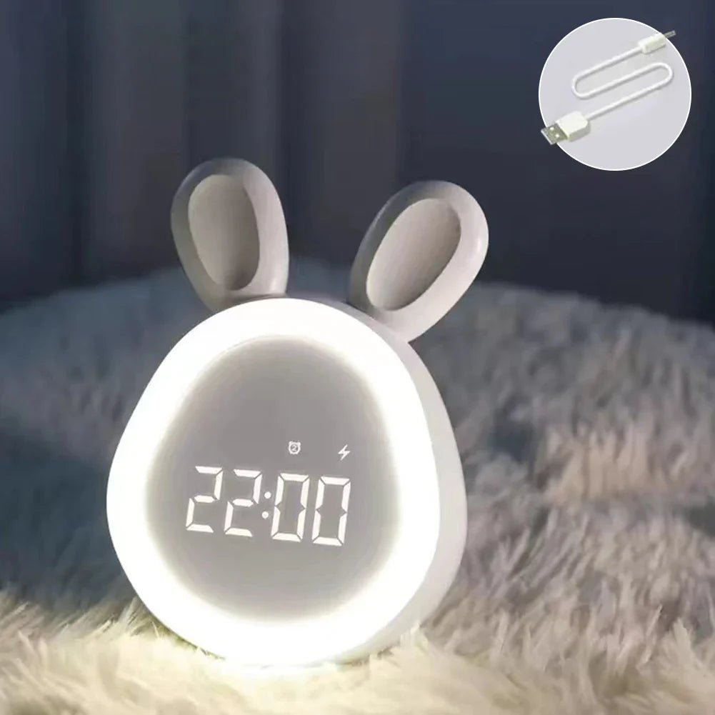 Cute Kids Rabbit Alarm Clock with Night Light