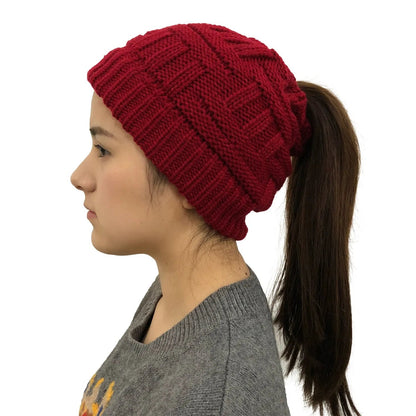 Warm Slouchy Ponytail Winter Beanie Hat
