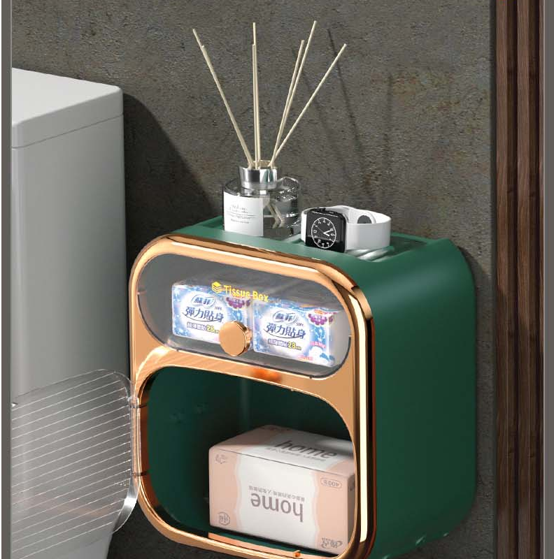 Space-Saving Wall Mount Toilet Paper Holder Storage