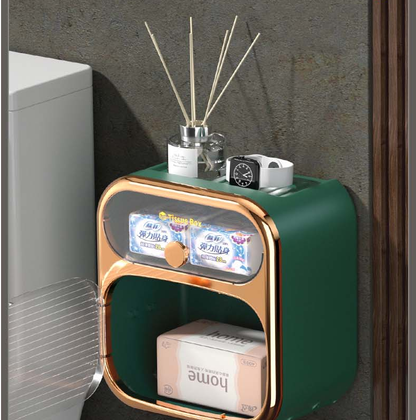 Space-Saving Wall Mount Toilet Paper Holder Storage