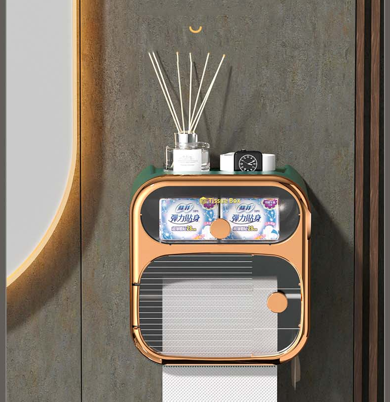 Space-Saving Wall Mount Toilet Paper Holder Storage