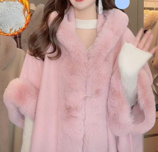 Cozy Women's Fleece Lined Long Poncho Blanket - Befez