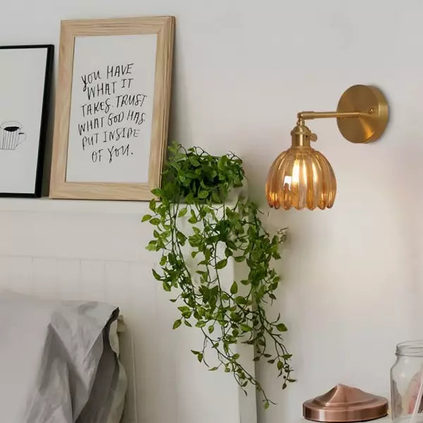 Vintage Glass Flower Wall Lamp