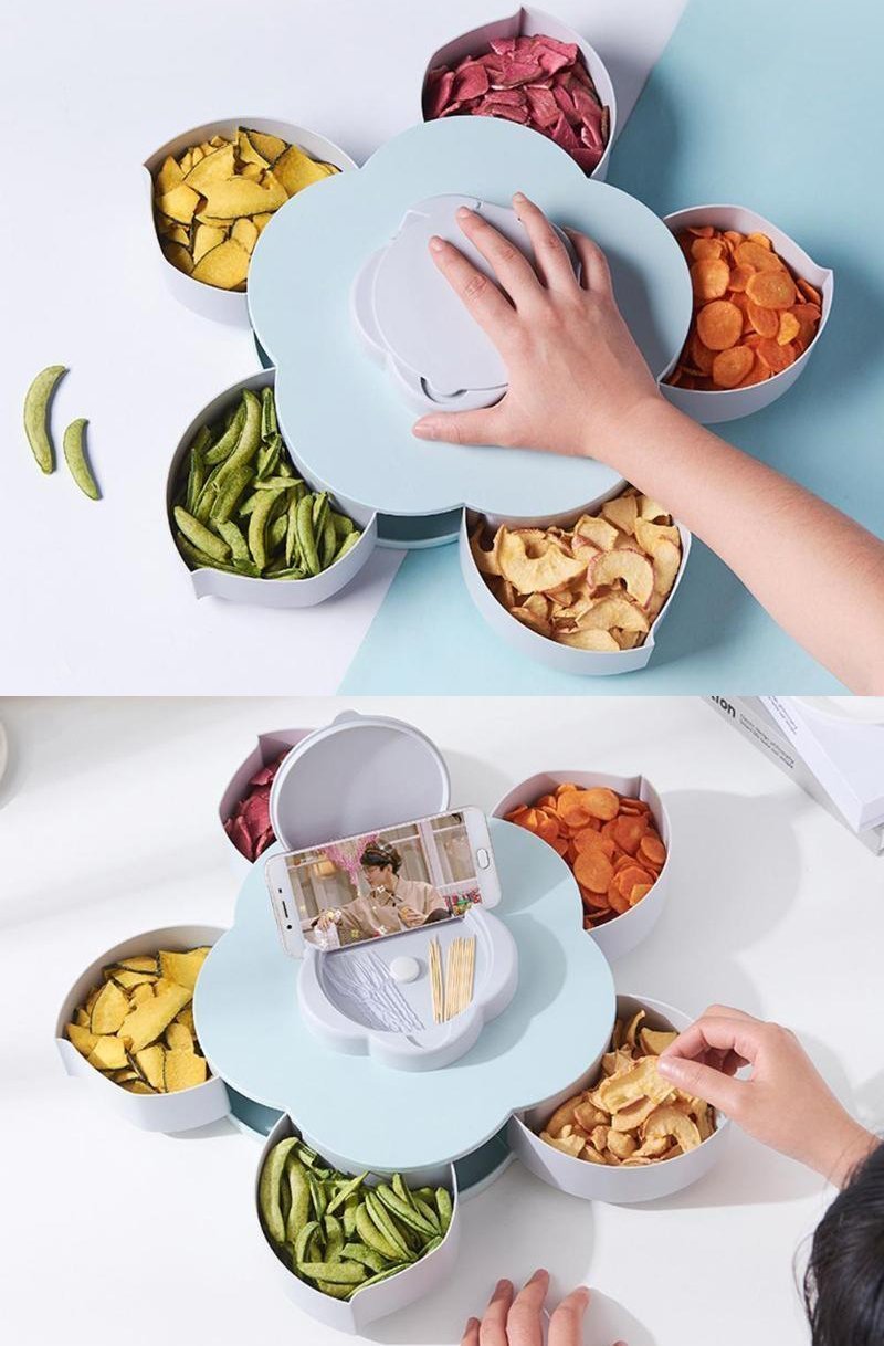 Spinning Floral Desk Organizer Box