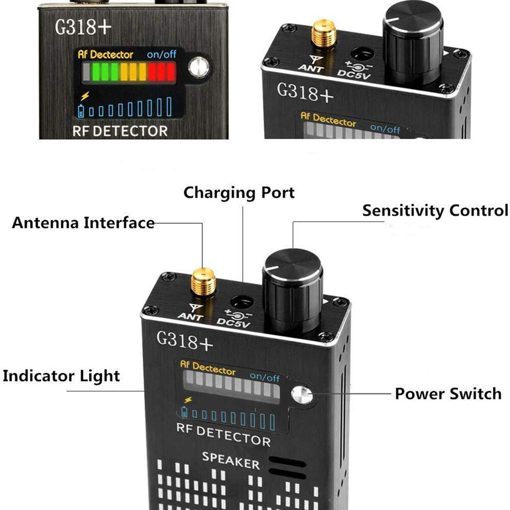 Spy Camera Detector with RF Signal Alert and Laser Scan