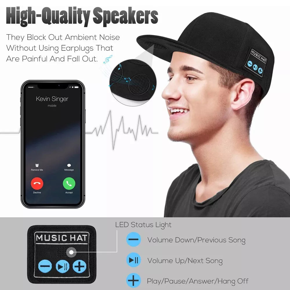 Wireless Sport Baseball Cap with Bluetooth Speaker