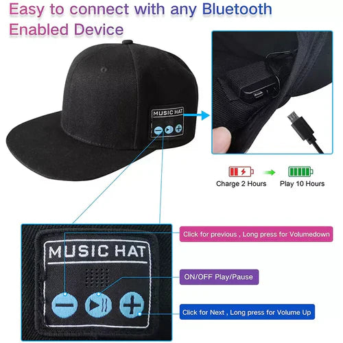 Wireless Sport Baseball Cap with Bluetooth Speaker