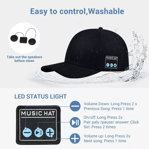 Wireless Sport Baseball Cap with Bluetooth Speaker