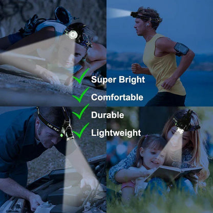Bright Rechargeable LED Headlight Zoom Flashlight Torch