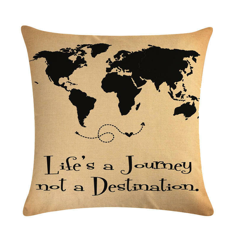 Classic World Map Pattern Decorative Pillow Cover