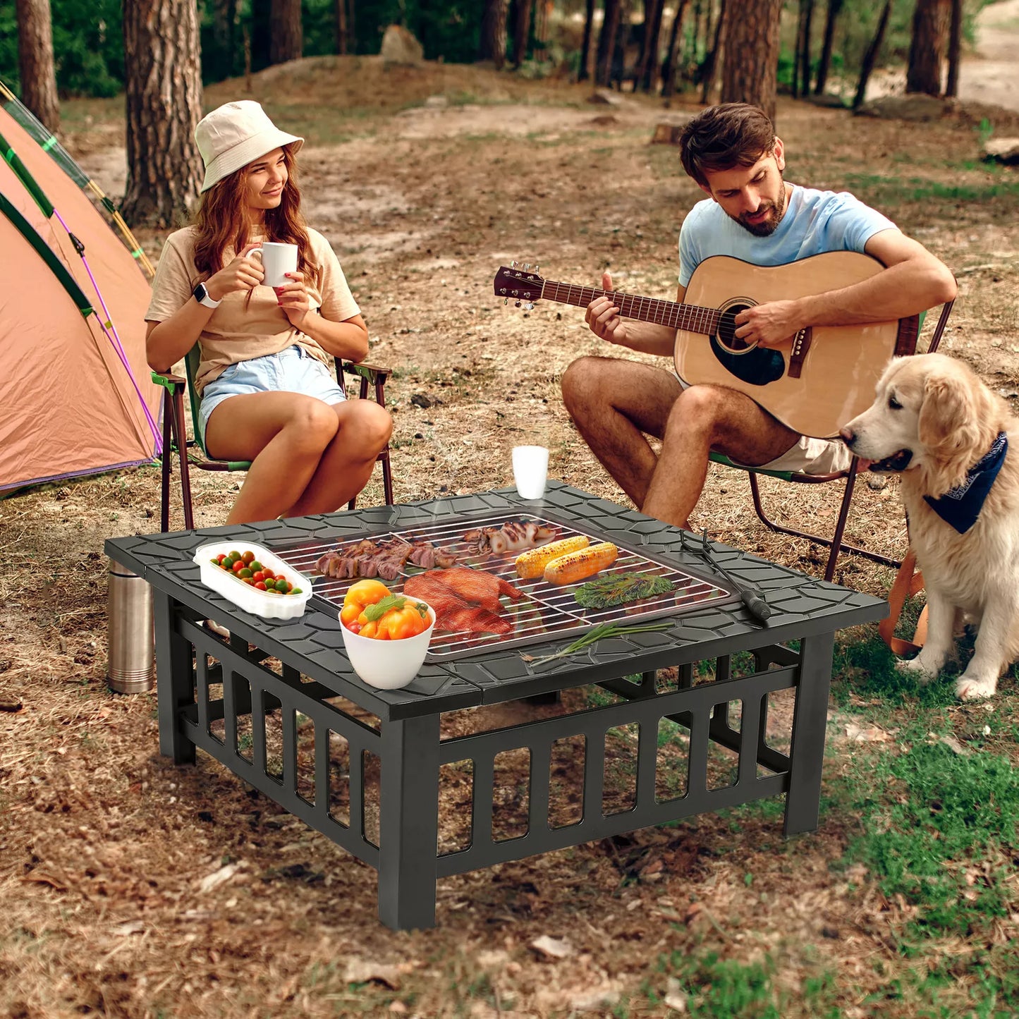 Outdoor Steel Fire Pit Table with Lid - Befez