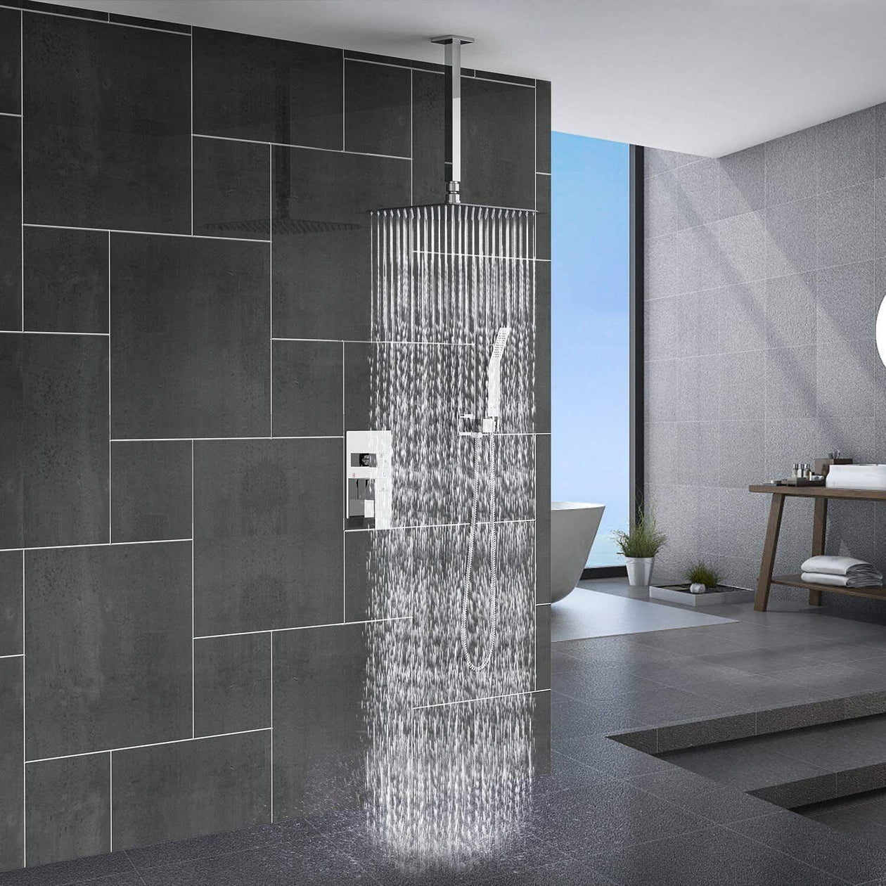 Slim Water-Saving Shower Head Fixture