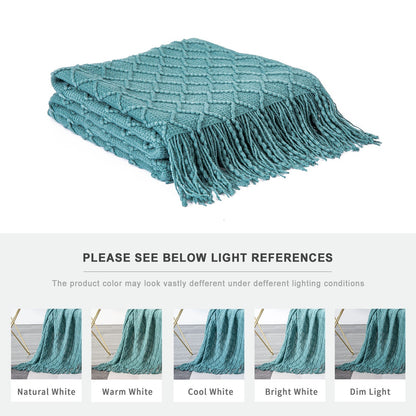 Cozy Plaid Throw Blanket with Tassels for Sofa