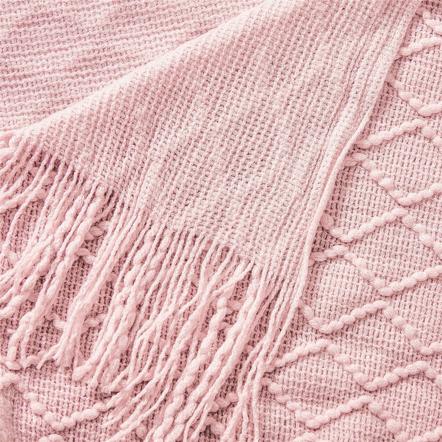 Cozy Plaid Throw Blanket with Tassels for Sofa