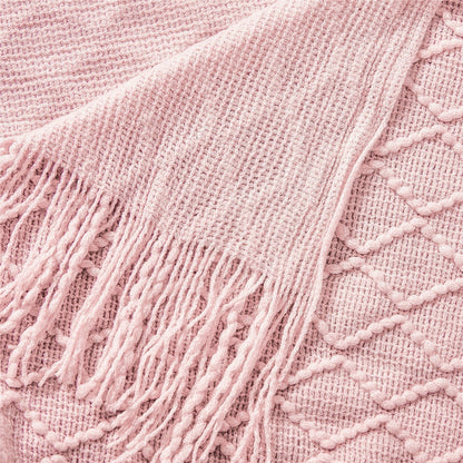 Cozy Plaid Throw Blanket with Tassels for Sofa