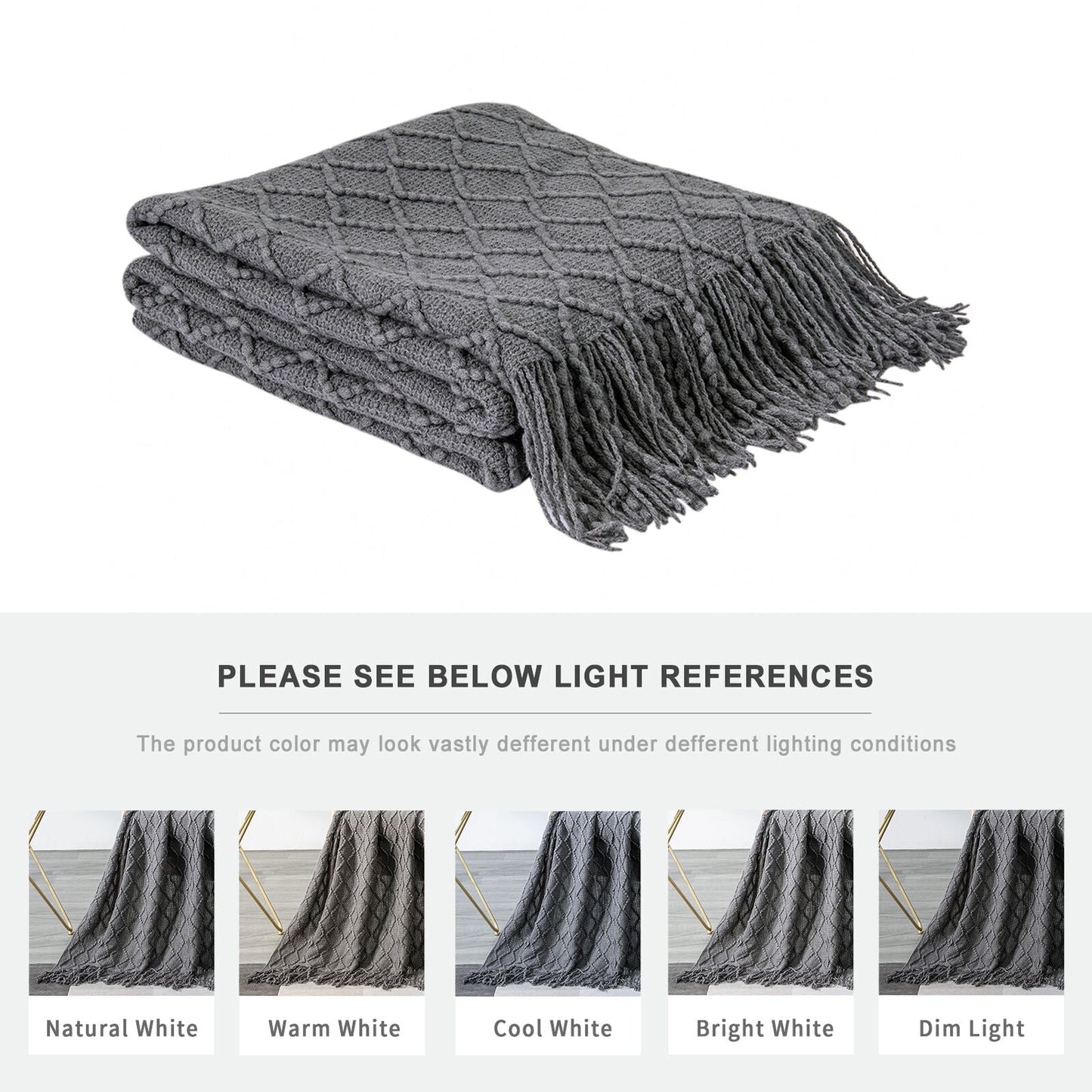 Cozy Plaid Throw Blanket with Tassels for Sofa