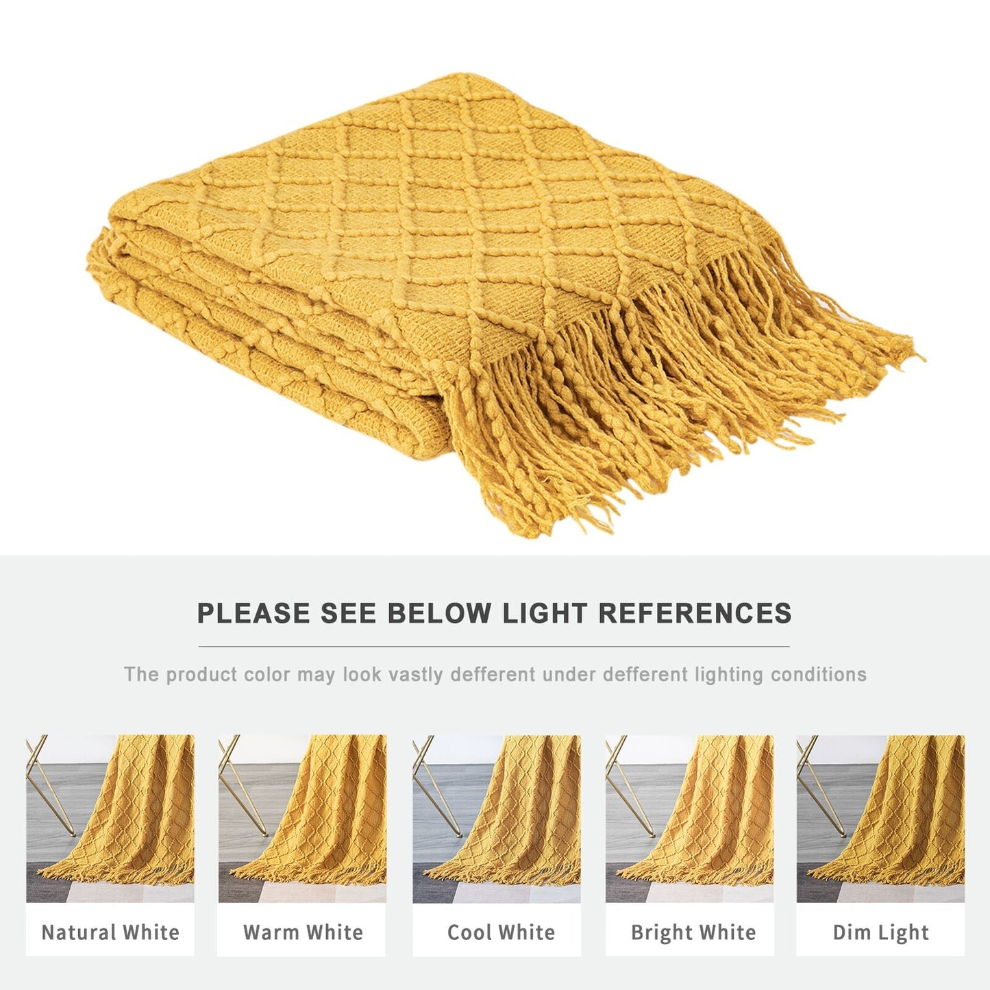 Cozy Plaid Throw Blanket with Tassels for Sofa