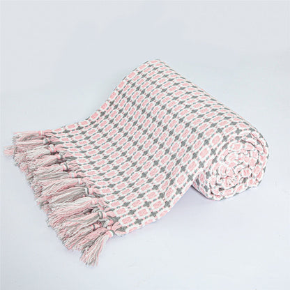 Cozy Plaid Throw Blanket with Tassels for Sofa