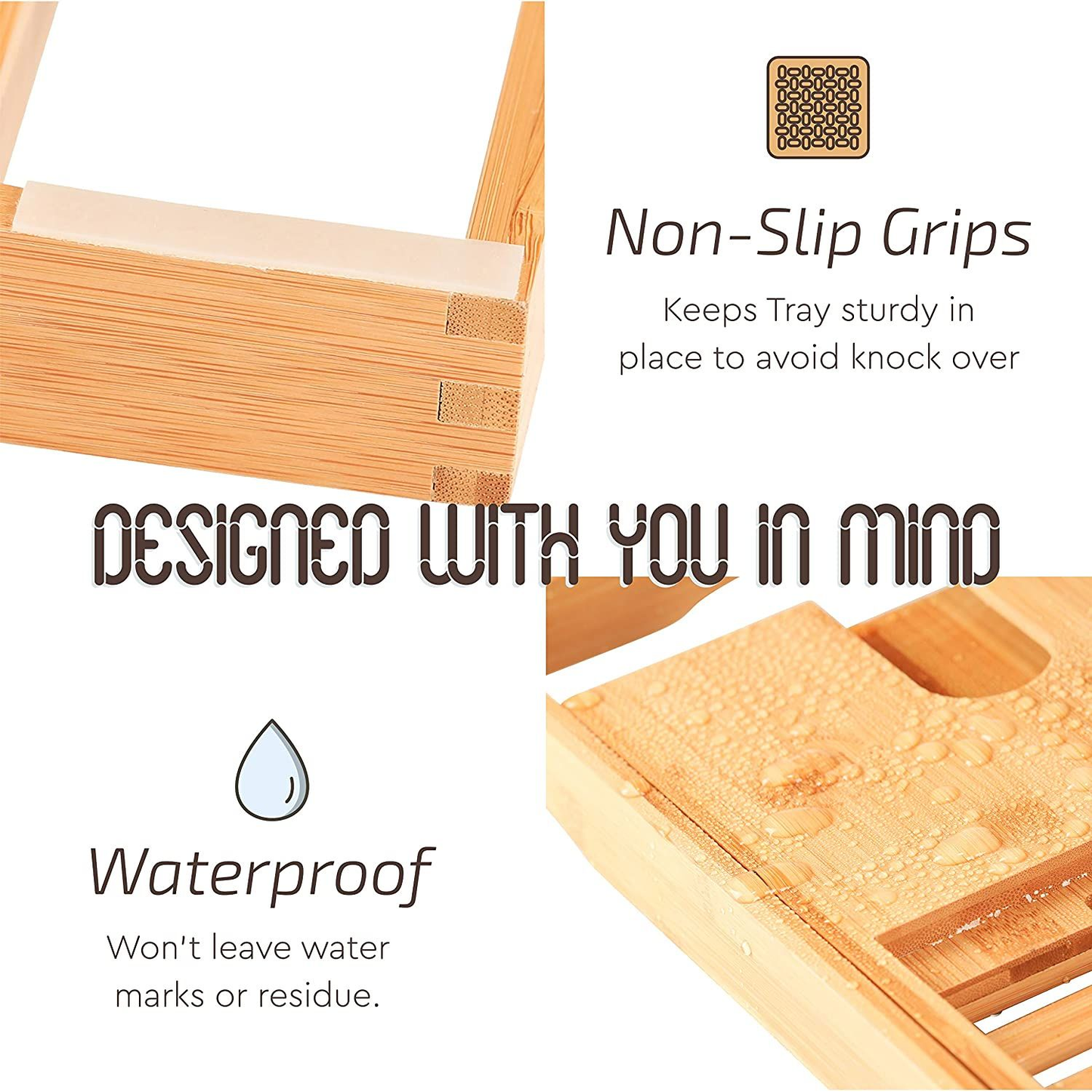 Luxury Wooden Adjustable Bath Tub Caddy