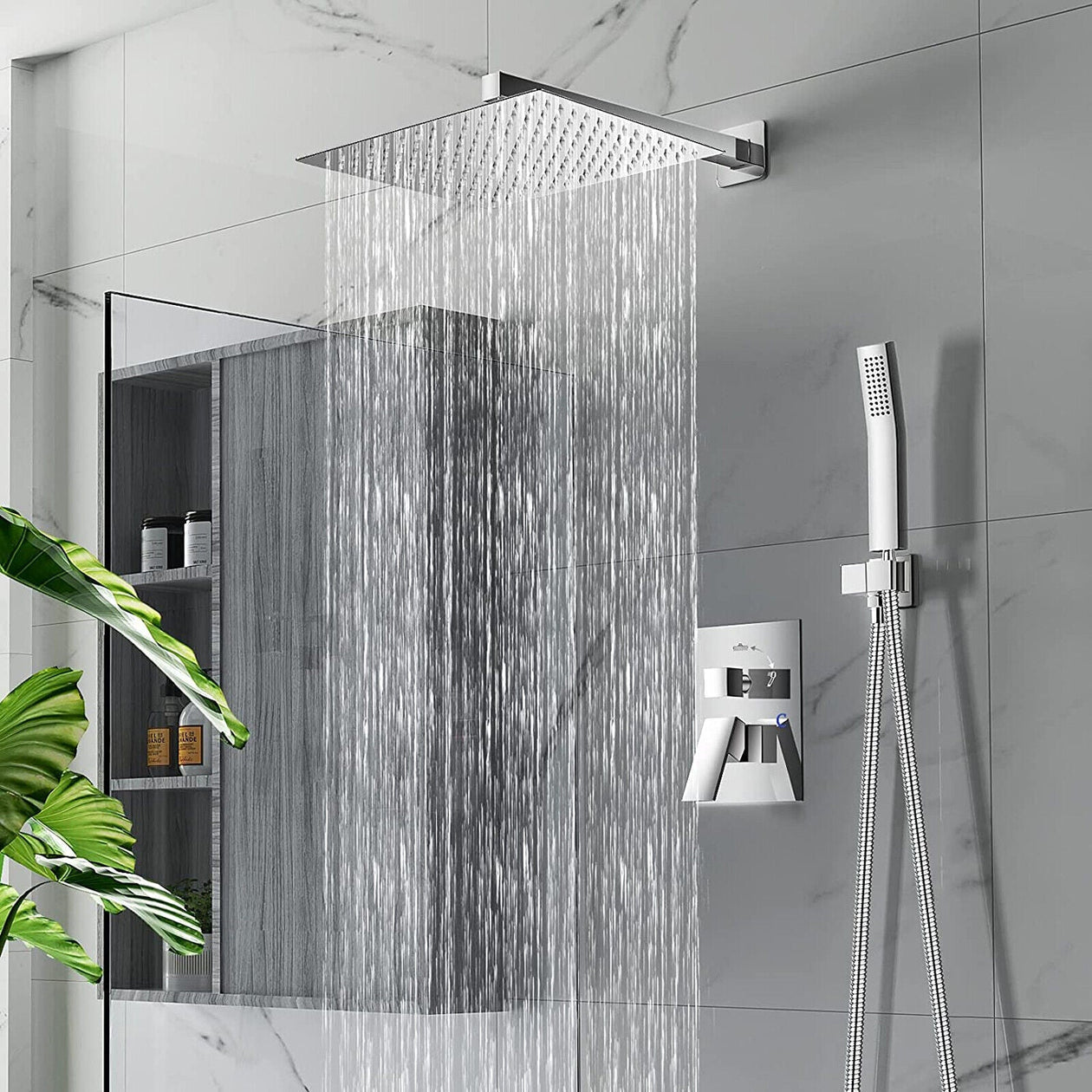 Slim Water-Saving Shower Head Fixture