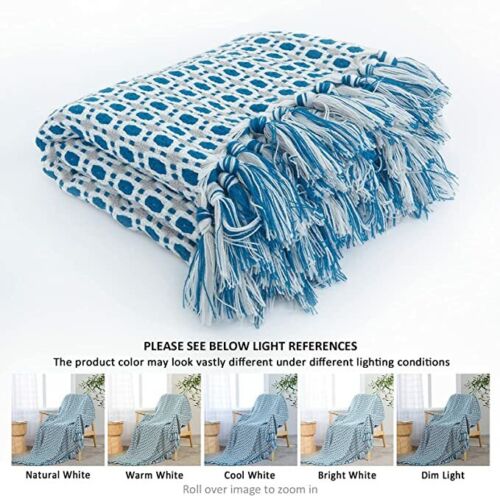Cozy Plaid Throw Blanket with Tassels for Sofa