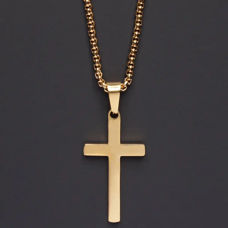 Simple Silver Cross Chain Necklace