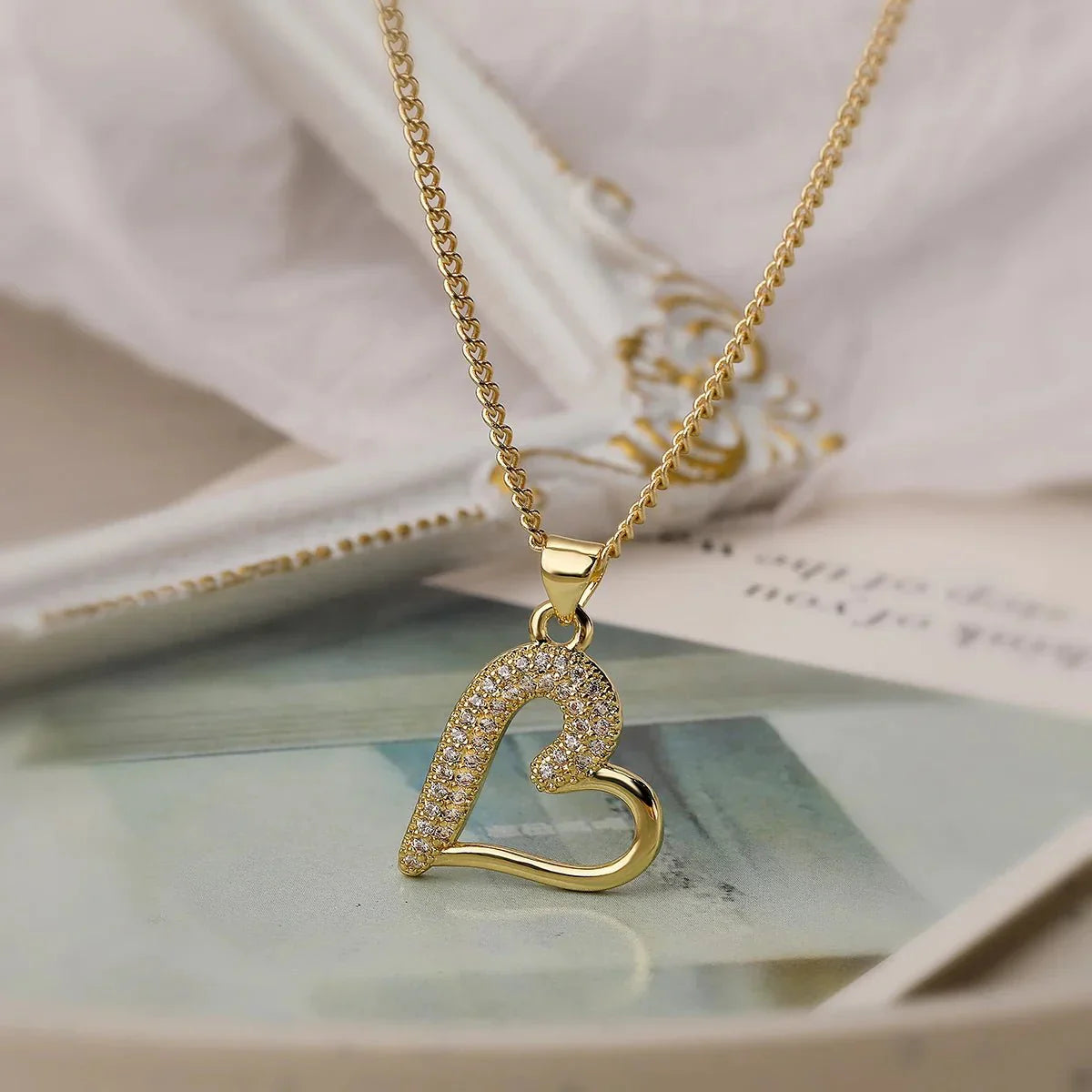 Sparkling Heart Diamond Pendant Necklace