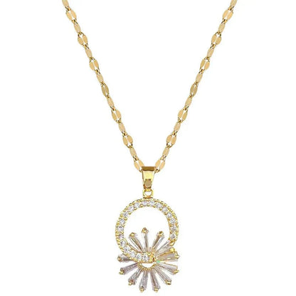 Sparkling Flower Diamond Pendant Set