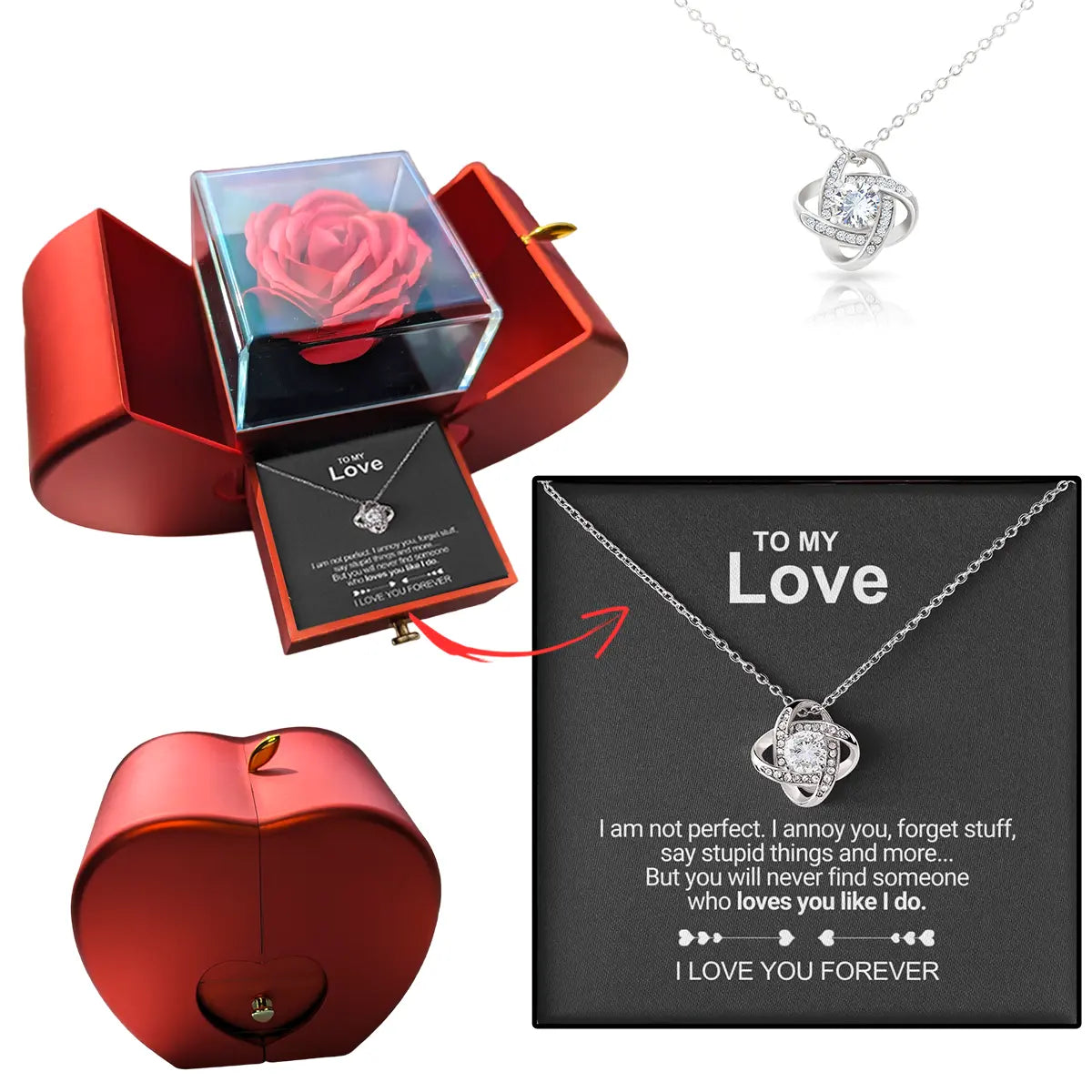 Forever Love Memorial Locket Necklace Set - Befez
