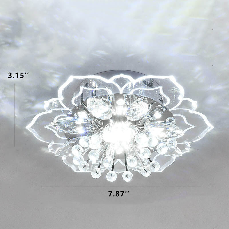 Stylish Floral LED Ceiling Lamp | Color Changing Crystal Light