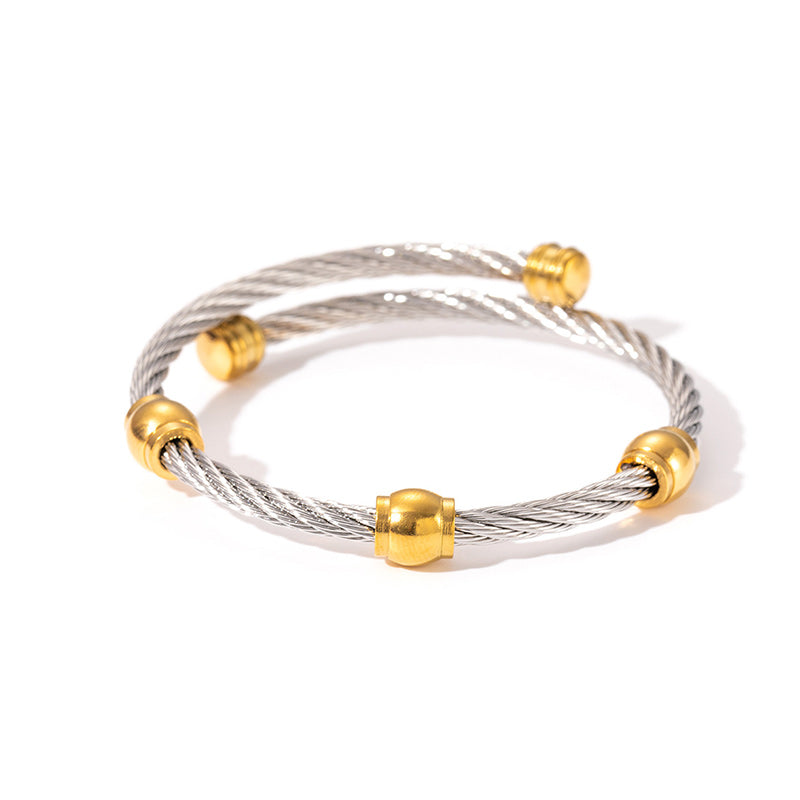 Simple Double Twist Bangle Bracelet
